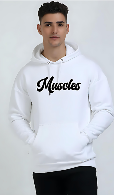 Muscles | Premium White Hoodie